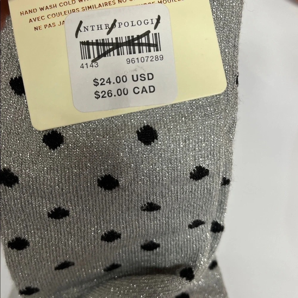 Anthropologie Lurex Gray Polka Dot Socks new with tags